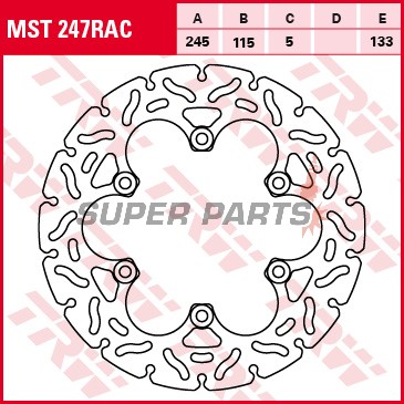 Δίσκος φρένου -TRW- MST247RAC, 245mm, Ducati Monster 750 + Yamaha FZR/FZS/RD/TDM/TRX/XJ/XJR/XT/YP/YZF/R1 (1984-2016)