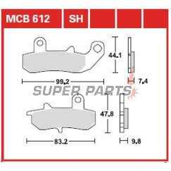 Τακάκια φρένων -TRW- MCB612, Suzuki DR/RGV - DR650/650R/650RS/650RSE/650RE/650SE, DR750/800 Big, RGV250 - 250-800cc, 1989-2017