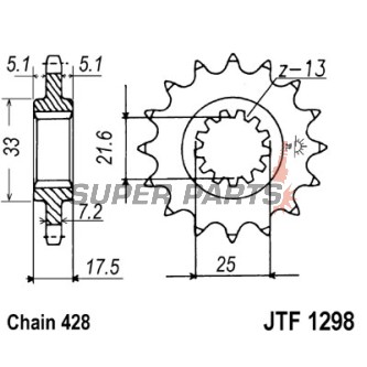 Μπροστινό γρανάζι -JT- JTF1298,17, 17 δόντια, Honda VT 250 1988, 1990, VTR 250 1989-1990