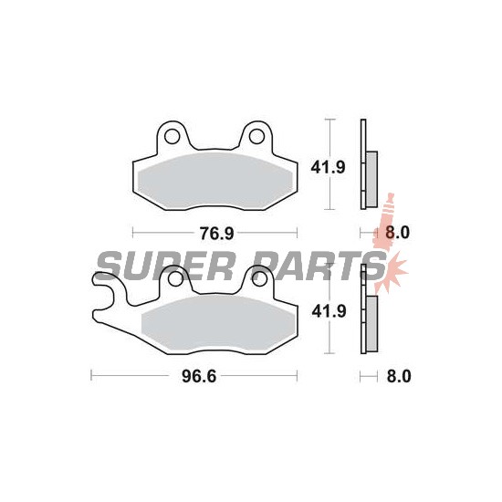 Τακάκια φρένων -TRW- MCB582, ATK 250/260/406, CAN-AM Commander/Maverick 800/1000, Kawasaki Brute Force/KLX/KVF/Teryx, Suzuki DR/RM/LT-R, Yamaha TT/WR/XTZ/YFM/YFZ/YXR/YZ (1989-2020)
