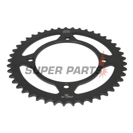 Πίσω γρανάζι -JT- JTR857,45ZBK, 45 δόντια, μαύρο ψευδάργυρος, ατσάλινο, MZ/MUZ Baghira 660 1998-2003, Mastiff 660 1997-2003, Yamaha XT 400 1983-1984, XT 550 1982-1983, XT 600 1984-2003, XTZ 660 1991-1999, XV 125 1997-2001, XV 250 1988-2020