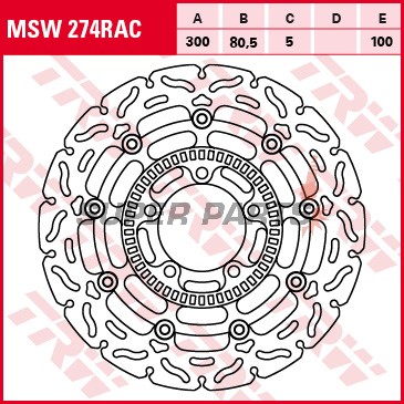 Δίσκος φρένου -TRW- MSW274RAC, 300mm, Kawasaki ER-6F/ER-6N 650 ABS (2006-2010), KLE650 Versys ABS/LT (2007-2017)
