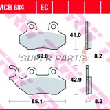 Τακάκια φρένων -TRW- MCB684, Cagiva Passing/Stella 50-125 1993-1997; Garelli Freeland/Joker/KRS 50-150 2002; Honda Dylan 125 2003-2005; Peugeot Tweet 50-150 2010; PGO T.Rex/PM-X/Charge 50-150 1999-2004; SYM Shark/Red Devil/Jungle 50-125 1997-2005