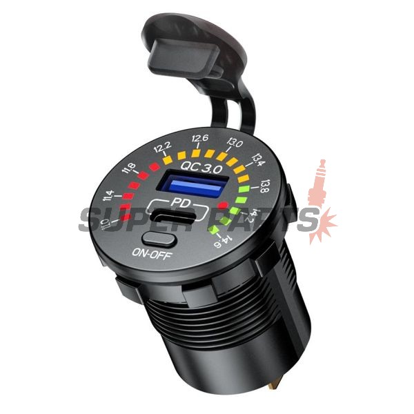 Αντάπτορας USB -4 RIDE- 12V, 20W, USB 3.0 + PD (Power Delivery - type C) 2 pin - universal