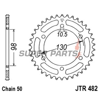 Πίσω γρανάζι -JT- JTR482,47, 47 δόντια, ατσάλινο, Kawasaki H2A 750 1973, H2B 750 1974, H2C 750 1975