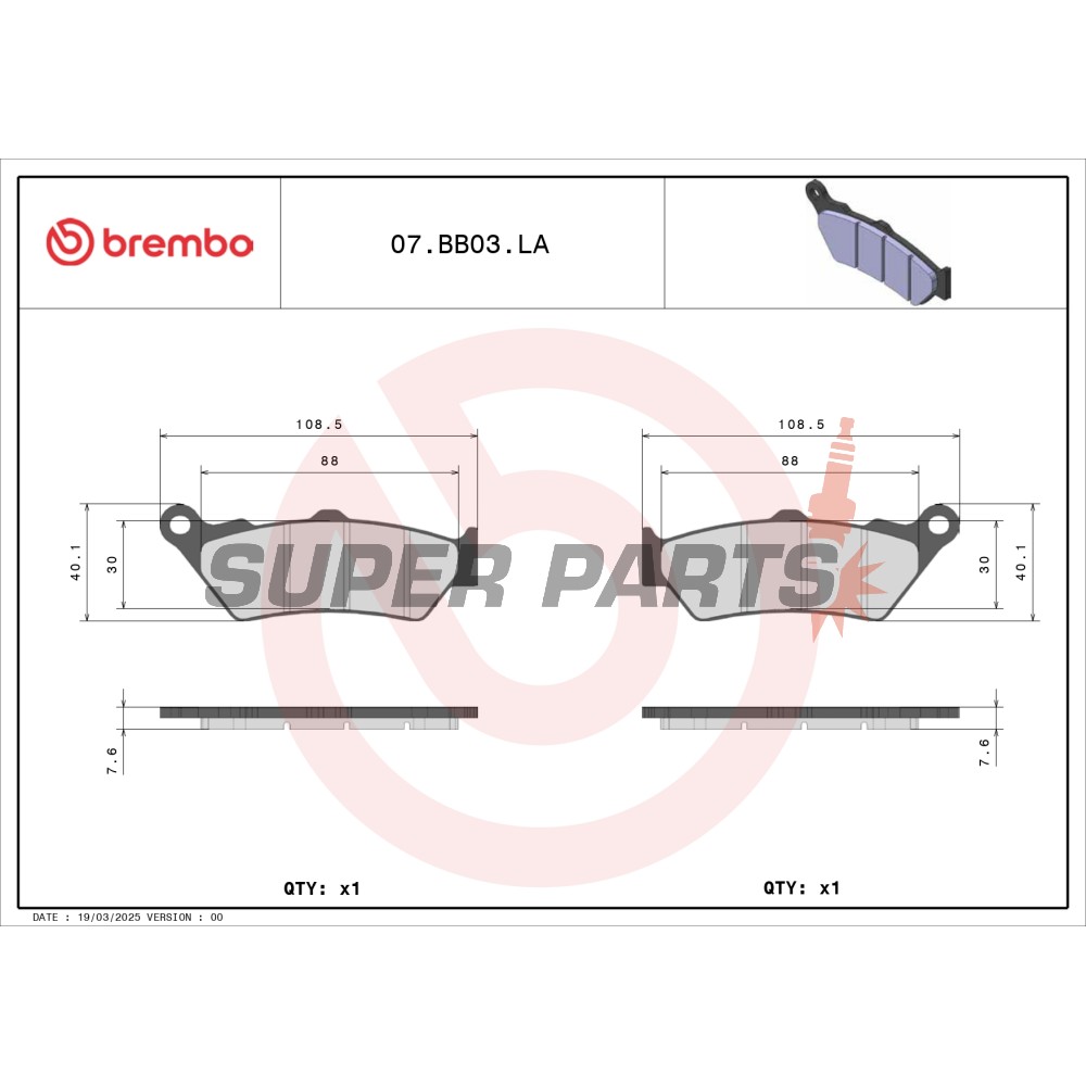 Τακάκια φρένων -BREMBO- 07BB03LA, Aprilia Capo Nord/Pegaso, BMW F650/F800/R1250, Honda CB500/Deauville/Dominator, KTM Adventure/Enduro, Moto Guzzi California/Norge/Quota.
