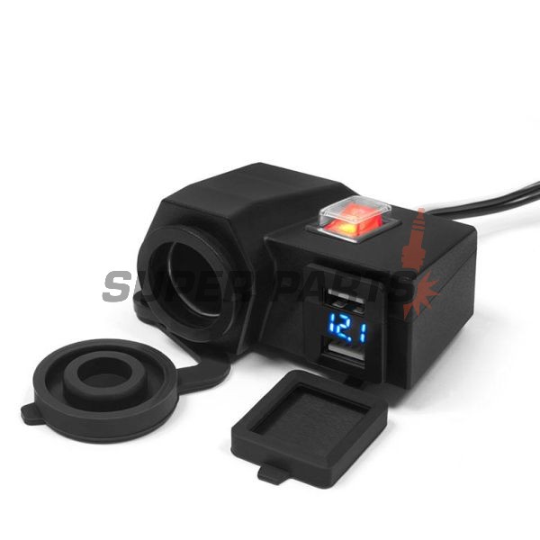 Αντάπτορας USB με αναπτήρα -4 RIDE- 12V, 2xUSB (3.1A) + βολτόμετρο - universal