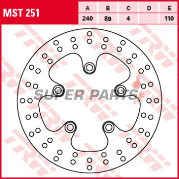 Δίσκος φρένου -TRW- MST251, 240mm, Kawasaki J300 (2014-2018) + Suzuki GSF Bandit 600/650/1200 + GSX 600F/750/750F/1200 Inazuma/1300R Hayabusa + GSX-R 750/1100W + RF600R/900R + SV650/650S (1988-2007)