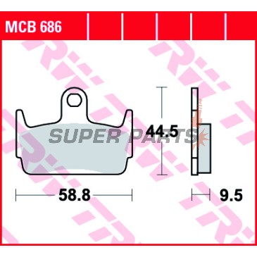 Τακάκια φρένων -TRW- MCB686, Honda X8R/SZX/XL 50 1977-2002; Kymco Heroism 150 1995-2000; SYM Jet Sport-X 50 2006-2010