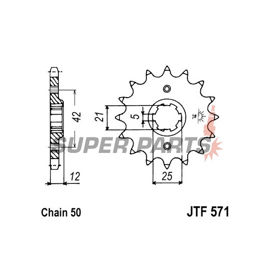 Μπροστινό γρανάζι -JT- JTF571,17, 17 δόντια, Yamaha FJ 600 1984-1985, FZ 600 1986-1989, XJ 400 1982, XJ 550 1981-1985, XJ 600 1984-1991, XS 250/400 1982, YX 600 1986-1990