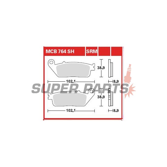 Τακάκια φρένων -TRW- MCB764SRM, sintered, Cagiva 900 Cat 900cc, Honda CB1000F, FJS Silver Wing 400/600cc, VFR750F/VFR950F Carat - 400/600/750/900/950/1000cc, 1988-2009