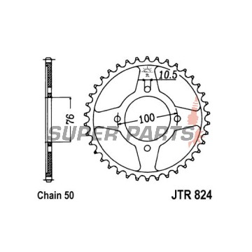 Πίσω γρανάζι -JT- JTR824,46, 46 δόντια, ατσάλινο, Suzuki GSX 600 1985-1988, RG (RGV) 500 1986-1989