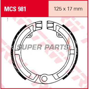 Σιαγόνες φρένων -TRW- MCS981, 125x17mm, Honda CN Helix 250, Piaggio Ape 50/150/175, Vespa PK/PX/Primavera 50-125, Vespa Classic Vespa 125/150 (1951-2000)
