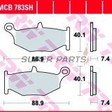 Τακάκια φρένων -TRW- MCB783SH, Suzuki DL V-Strom 1000, GSR 600, GSX Hayabusa 1300R, B-King 1300BK/BKA, GSX-R 600/750/1000 - 2006-2020