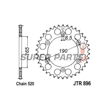 Πίσω γρανάζι -JT- JTR896,50, 50 δόντια, ατσάλινο, KTM Enduro 125 1988-1990, LC4 600 1988-1989, MX 125 1988-1990, MX 500 1988-1989, 1991-1993, MX 600 1989