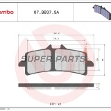 Τακάκια φρένων -BREMBO- 07BB37SA, Aprilia RSV4/Ducati Panigale/BMW S1000RR/Suzuki GSX-R/Yamaha YZF-R/KTM Super Duke/MV Agusta/Triumph Daytona
