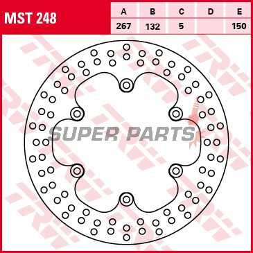 Δίσκος φρένου -TRW- MST248, 267mm, Yamaha Bolt 942/Bulldog 1100/FZ750/FZR1000/Fazer 1000/MT-01/TDM900/XJ600-900/XJR1200-1300/Tmax 500/XV Virago & XV950 (1983-2016)