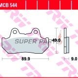 Τακάκια φρένων -TRW- MCB544, Honda CBR 1000F (1987-1988), CBX 1000/1100F Pro Link (1981-1983), CN 250 Helix (1986-2000), CX 500/650 Euro & Turbo (1982-1986), GL 650 Silverwing (1983), NS 400R (1985-1988), VF 400/500/700F Interceptor (1982-1987), VFR 7
