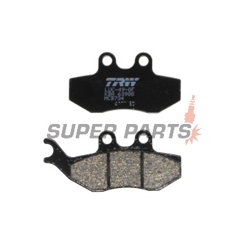 Τακάκια φρένων -TRW- MCB734, Aprilia SX/Tuono 50, Beta Alp, CPI GTS, Derbi GP1/Mulhacen/Senda, Gas Gas Pampera, KTM EXC 125, Malaguti Madison, Peugeot Elyseo/Elystar/Satelis, Piaggio Beverly/GT, Yamaha DT/TZR/XT (1999-2018)