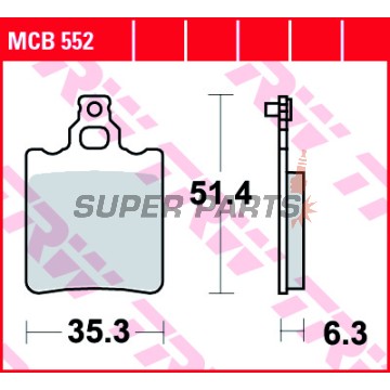 Τακάκια φρένων -TRW- MCB552, Aprilia AF1/RS/Tuono 50, Climber 240, Cagiva Aletta/Elefant/W8 50-200, Derbi GPR 50-75, Fantic 50-125, Garelli GTA 125, KTM SX 60-65, Laverda/HRD/Malanca 125