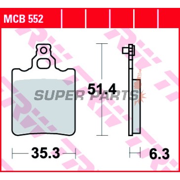 Τακάκια φρένων -TRW- MCB552, Aprilia AF1/RS/Tuono 50, Climber 240, Cagiva Aletta/Elefant/W8 50-200, Derbi GPR 50-75, Fantic 50-125, Garelli GTA 125, KTM SX 60-65, Laverda/HRD/Malanca 125
