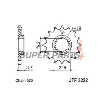 Μπροστινό γρανάζι -JT- JTF3222,12, 12 δόντια, Polaris Big Boss 250 1991-1992