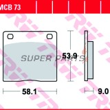 Τακάκια φρένων -TRW- MCB73, Kawasaki Z 650SR/1000A/1000ST/1000H Injection (1977-1981); Suzuki GS 500E-F/550/750/850G Katana (1977-2010), GSX 750E-ES-EF (1980-1986), RG Gamma 50 (1987)