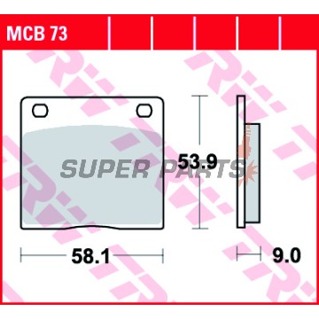 Τακάκια φρένων -TRW- MCB73, Kawasaki Z 650SR/1000A/1000ST/1000H Injection (1977-1981); Suzuki GS 500E-F/550/750/850G Katana (1977-2010), GSX 750E-ES-EF (1980-1986), RG Gamma 50 (1987)