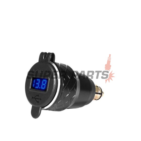 Αντάπτορας USB για αναπτήρα -4 RIDE- 12V, 2xUSB 3.0 + βολτόμετρο - universal