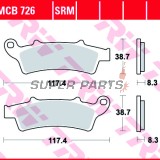 Τακάκια φρένων -TRW- MCB726SRM, sintered, Aprilia Atlantic/Scarabeo/Sportcity (125-500, 2003-2015); Kymco People 125i GT; Malaguti Madison 250/400; Peugeot Elyseo 125; Piaggio Beverly 350