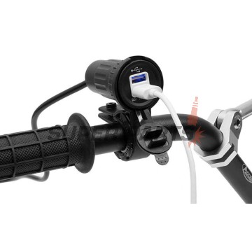 Αντάπτορας USB -4 RIDE- 12V, 2xUSB (3.1A), 2 pin, με βάση για τιμόνι 22mm - universal