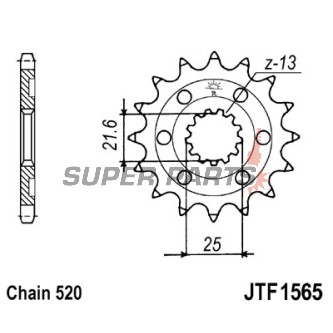 Μπροστινό γρανάζι -JT- JTF1565,13, 13 δόντια, Kawasaki KLX 450 2008-2020, KX 450 2006-2020