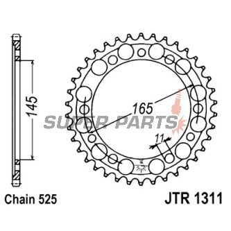 Πίσω γρανάζι -JT- JTR1311,45, 45 δόντια, ατσάλινο, Honda NT 650 1990-1991, NTV 400 1988, NTV 650 1988-1990