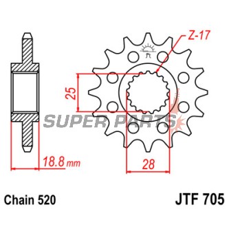 Μπροστινό γρανάζι -JT- JTF705,16, 16 δόντια, Aprilia RSV 1000 1998-2009, SL 1000 2000-2006