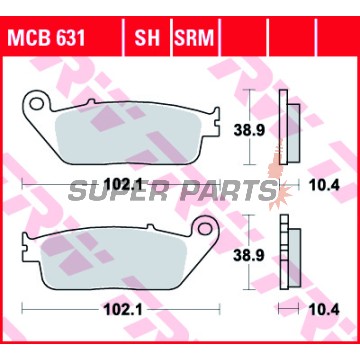 Τακάκια φρένων -TRW- MCB631SRM, sintered, Honda CBR1000F (1990-1992), Honda RVF750R (1994-1997), Honda ST1100 Pan European/ABS (1990-2001), Kymco People 250 (2004-2005), Yamaha MT-01 1700 (2004-2011), Yamaha X-Max 125 ABS (2011-2012)
