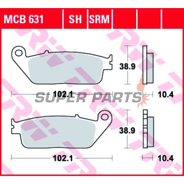 Τακάκια φρένων -TRW- MCB631SH, Honda CBR1000F (1990-1992), Honda RVF750R (1994-1997), Honda ST1100 Pan European/ABS (1990-2001), Kymco People 250 (2004-2005), Yamaha MT-01 1700 (2004-2011), Yamaha X-Max 125 ABS (2011-2012)