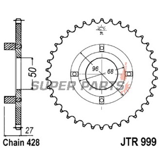 Πίσω γρανάζι -JT- JTR999,42, 42 δόντια, ατσάλινο, Honda CT 110 1980-1986, XL 100 1981-1985