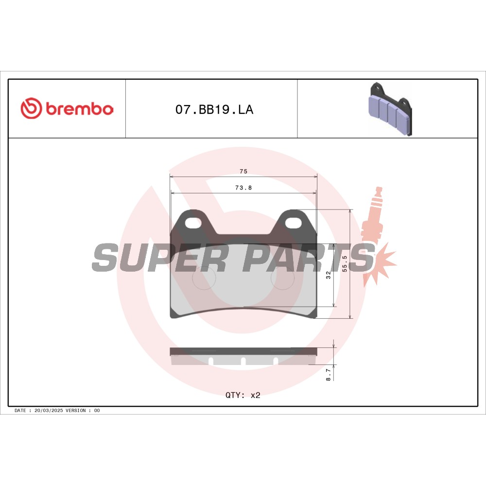 Τακάκια φρένων -BREMBO- 07BB19LA, Aprilia Pegaso/RSV, Benelli TNT/Tornado, BMW F/GS, Ducati Monster/Multistrada, KTM Duke/LC4, Suzuki GSX/GSX-R, Yamaha XJR/TRX 250-1300