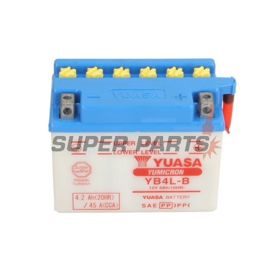 Μπαταρία -YUASA- YB4L-B + ELEKTROLIT, 4Ah 12V