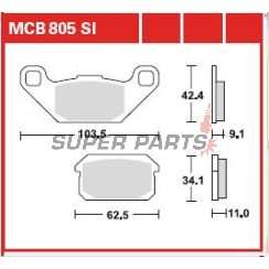Τακάκια φρένων -TRW- MCB805SI, Adly ATV 300/320/500 Sport/S/U, PGO Bugrider 200/250 (2005-2008)