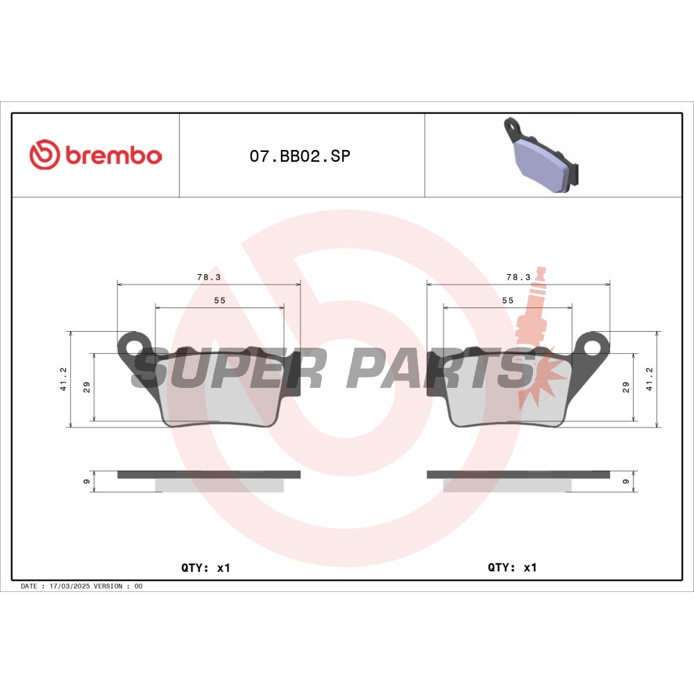 Τακάκια φρένων -BREMBO- 07BB02SP, BMW S1000RR (2016), KTM 890 Duke R (2020-2022)