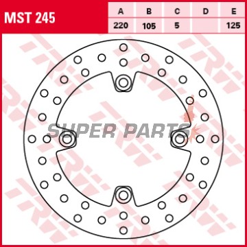 Δίσκος φρένου -TRW- MST245, 220mm, Honda Hornet, CBR Fireblade/RR, CRF250L, Dominator NX, VTR1000 Firestorm/SP, XR650L; Triumph Daytona, Speed Triple, Street Triple, TT600 (1988-2016)