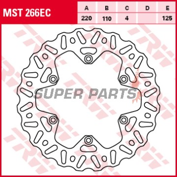 Δίσκος φρένου -TRW- MST266EC, Benelli BX 449; Gas Gas EC 400FSE; Husaberg FC/FE/FS; Husqvarna FC/FE/TC/TE; KTM EXC/SX/XC/XC-W/EXC-F/XCF-W/LC4/SMR (1994-2020)
