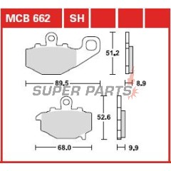 Τακάκια φρένων -TRW- MCB662, Kawasaki ER-6F/ER-6N 650, GPZ1100, Versys 650, Z/Z1000/Z750, Zephyr, ZRX400, ZX-6R/9R/10R, ZZR600 (1993-2018)
