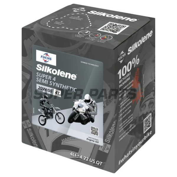 Λάδι κινητήρα -SILKOLENE- 20W50, ημισυνθετικό, 4L CUBE