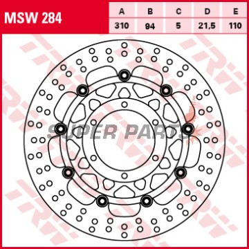 Δίσκος φρένου -TRW- MSW284, 310mm, Honda CTX 1300 (2014-2016)/ST 1300 Pan European/Pan European ABS (2002-2013)