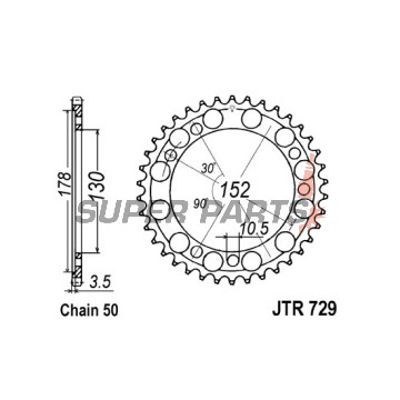 Πίσω γρανάζι -JT- JTR729,46, 46 δόντια, ατσάλινο, Cagiva Elefant 750 1993-1998, Elefant 900 1990-1997, Gran Canyon 900 1999