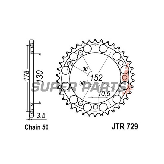 Πίσω γρανάζι -JT- JTR729,46, 46 δόντια, ατσάλινο, Cagiva Elefant 750 1993-1998, Elefant 900 1990-1997, Gran Canyon 900 1999