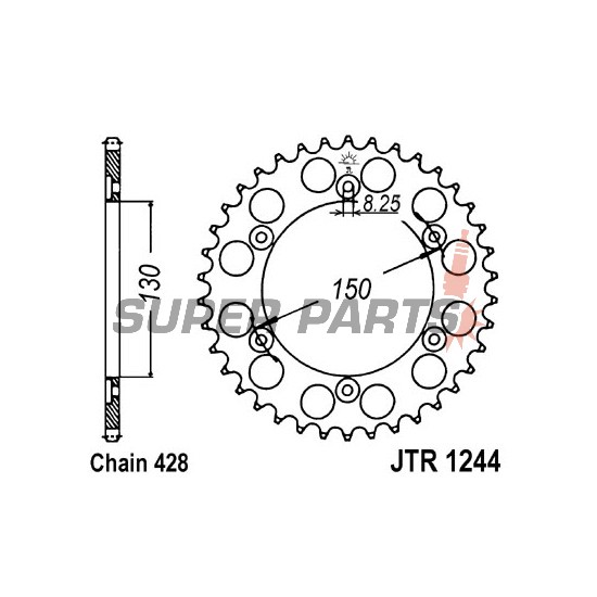 Πίσω γρανάζι -JT- JTR1244,54, 54 δόντια, ατσάλινο, Honda VT 250 1988, VTR 250 1989-1990