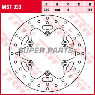 Δίσκος φρένου -TRW- MST333, 220mm, Kawasaki KLX300R + KX125/250/500 (1989-2007)